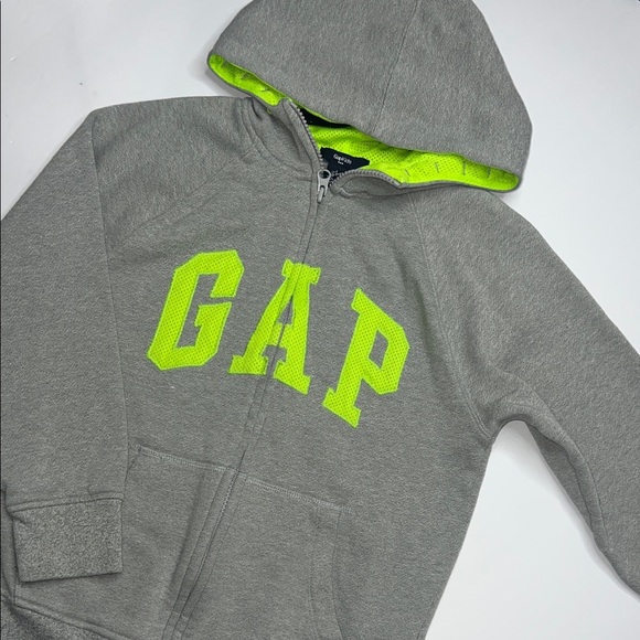 GAP Kids Gray Hoodie with Neon Green Accents - Picture 4 of 8